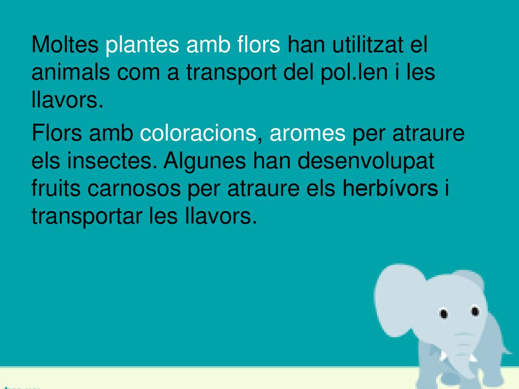Moltes plantes amb flors han utilitzat el animals com a transport del pol.len i les llavors.