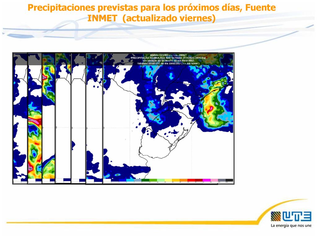 Precipitaciones previstas para los próximos días, Fuente INMET (actualizado viernes)