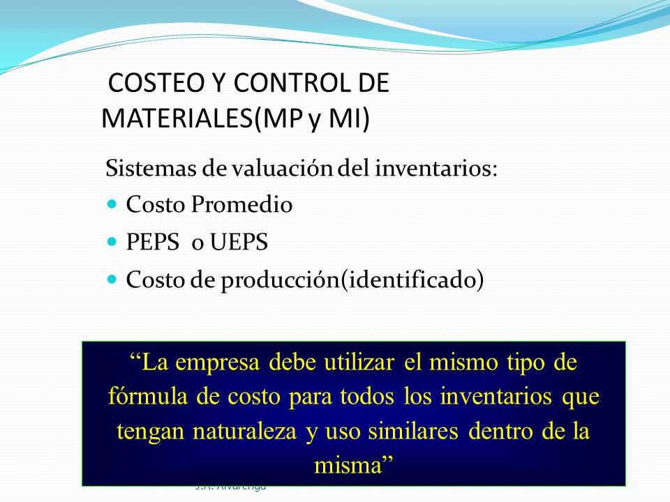 COSTEO Y CONTROL DE MATERIALES(MP y MI)