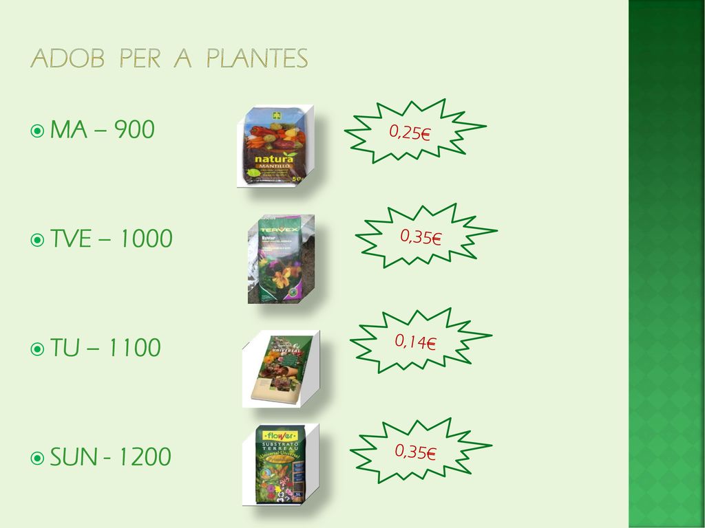 Adob per a plantes MA – 900 TVE – 1000 TU – 1100 SUN ,25€
