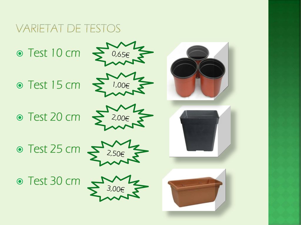 Varietat de Testos Test 10 cm Test 15 cm Test 20 cm Test 25 cm
