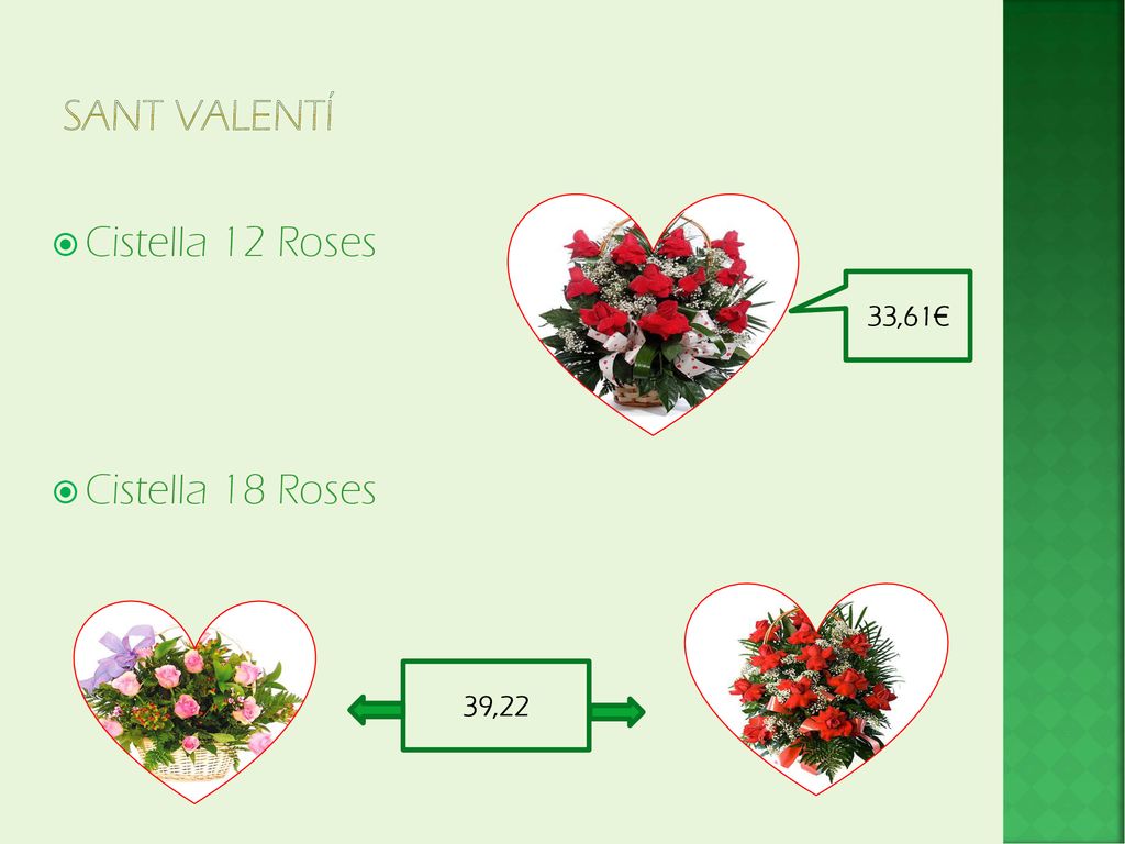 SANT VALENTÍ Cistella 12 Roses Cistella 18 Roses 33,61€ 39,22