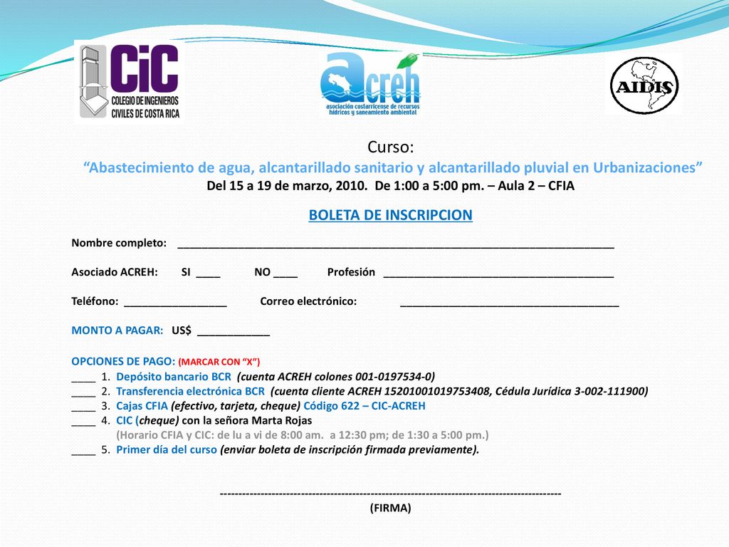 Del 15 a 19 de marzo, De 1:00 a 5:00 pm. – Aula 2 – CFIA