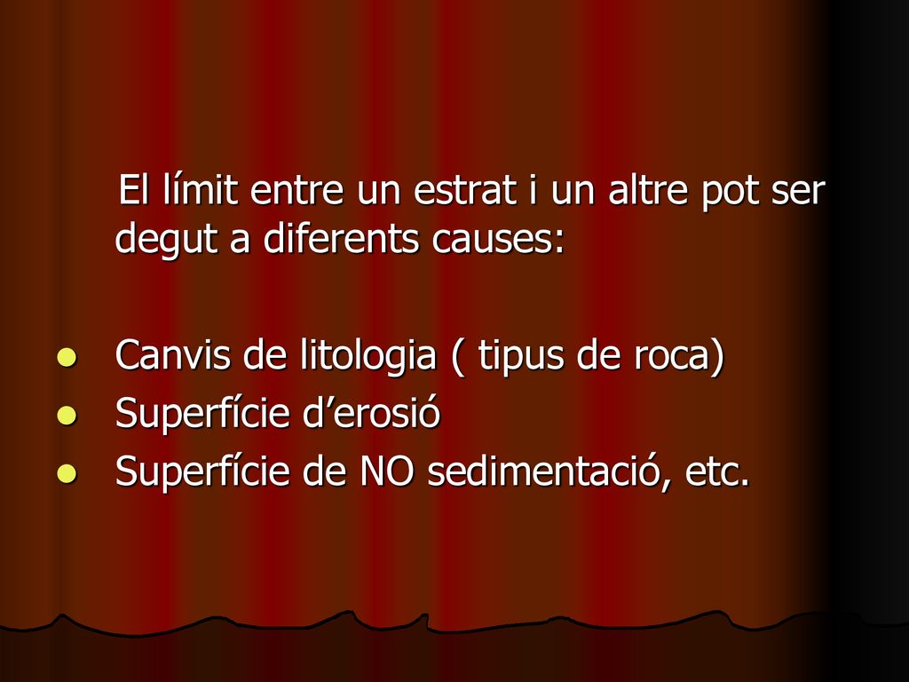 El límit entre un estrat i un altre pot ser degut a diferents causes: