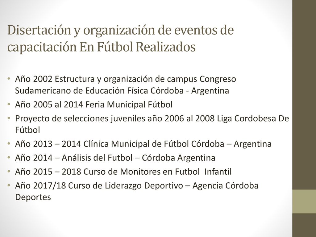 Disertación y organización de eventos de capacitación En Fútbol Realizados