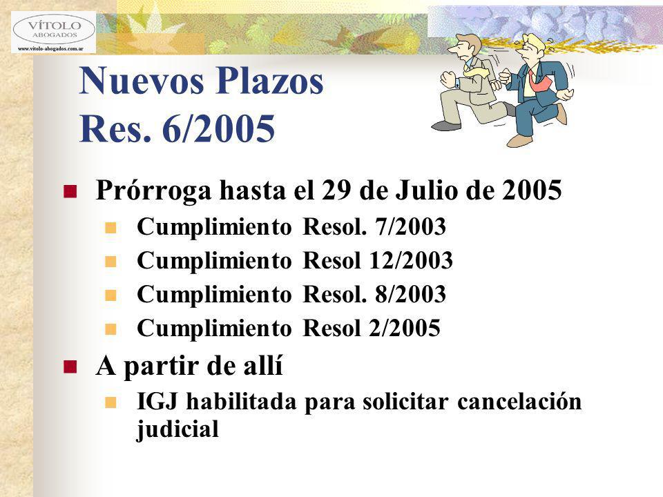 Nuevos Plazos Res. 6/2005 Prórroga hasta el 29 de Julio de 2005
