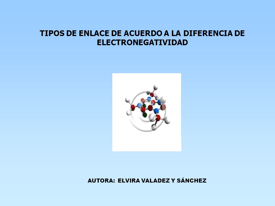 TIPOS DE ENLACE DE ACUERDO A LA DIFERENCIA DE ELECTRONEGATIVIDAD