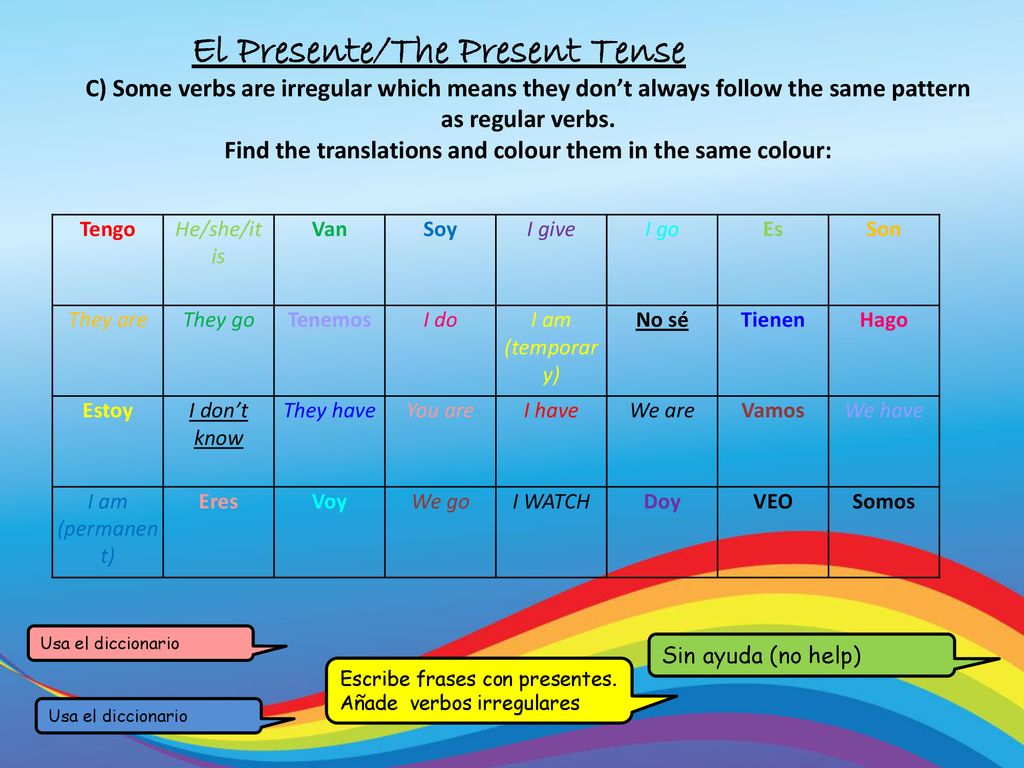 Find the translations and colour them in the same colour: