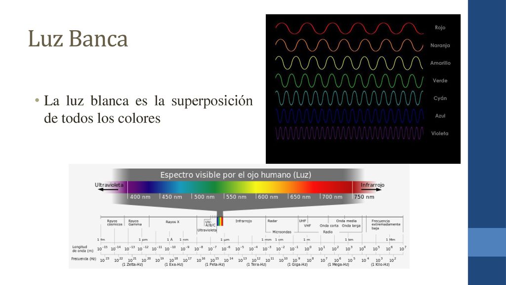 Luz Banca La luz blanca es la superposición de todos los colores