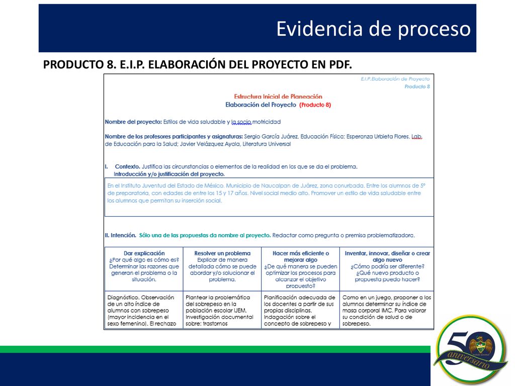 Evidencia de proceso PRODUCTO 8. E.I.P. ELABORACIÓN DEL PROYECTO EN PDF.