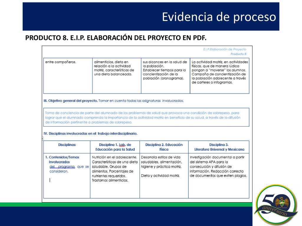 Evidencia de proceso PRODUCTO 8. E.I.P. ELABORACIÓN DEL PROYECTO EN PDF.
