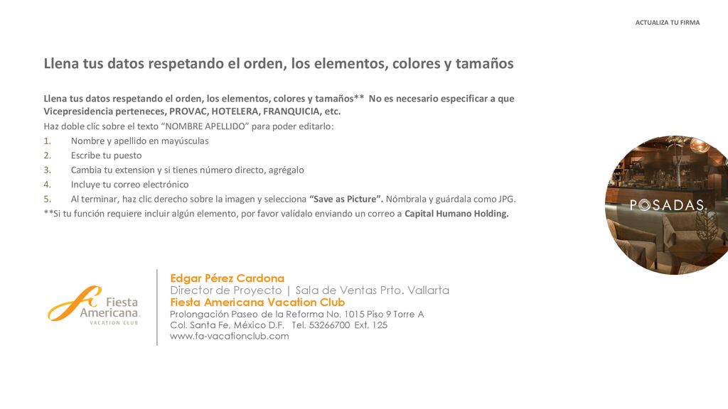 Llena tus datos respetando el orden, los elementos, colores y tamaños