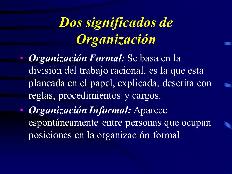Dos significados de Organización