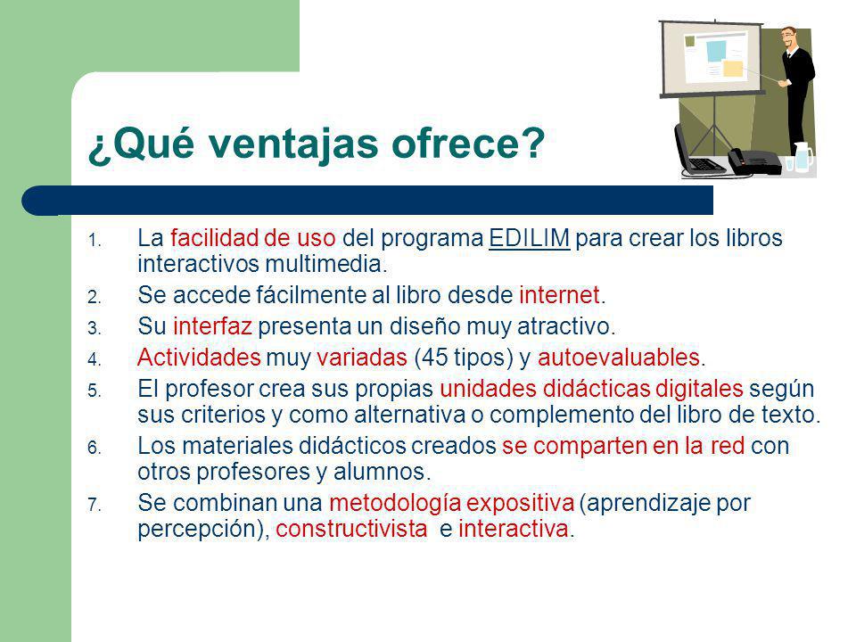 ¿Qué ventajas ofrece La facilidad de uso del programa EDILIM para crear los libros interactivos multimedia.