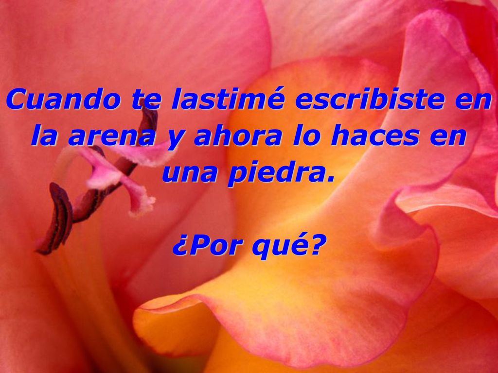 Cuando te lastimé escribiste en la arena y ahora lo haces en una piedra.