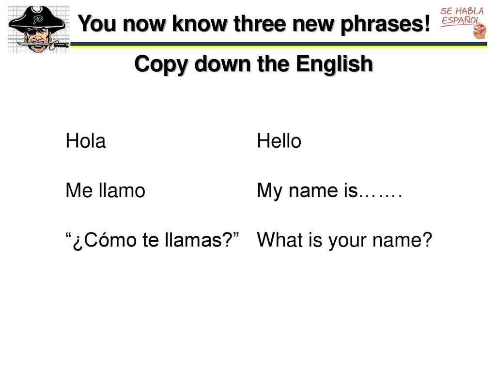You now know three new phrases! Copy down the English
