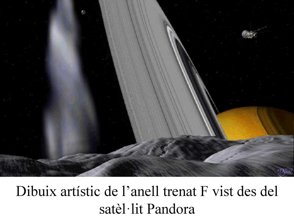 Dibuix artístic de l’anell trenat F vist des del satèl·lit Pandora