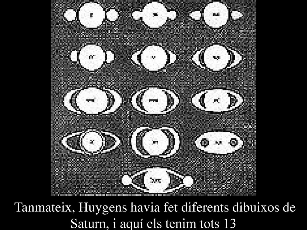 Tanmateix, Huygens havia fet diferents dibuixos de Saturn, i aquí els tenim tots 13