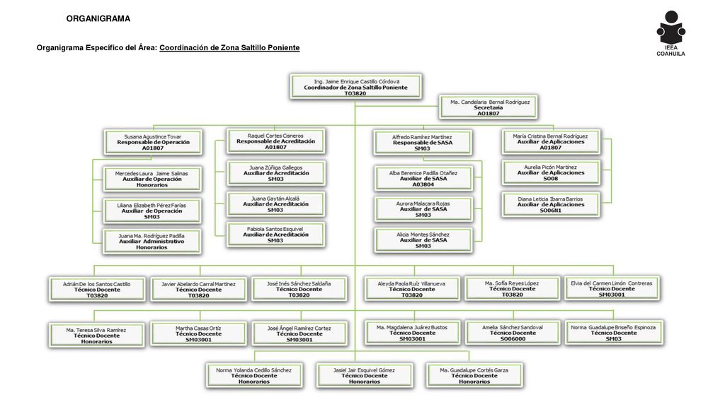 ORGANIGRAMA Organigrama Específico del Área: Coordinación de Zona Saltillo Poniente