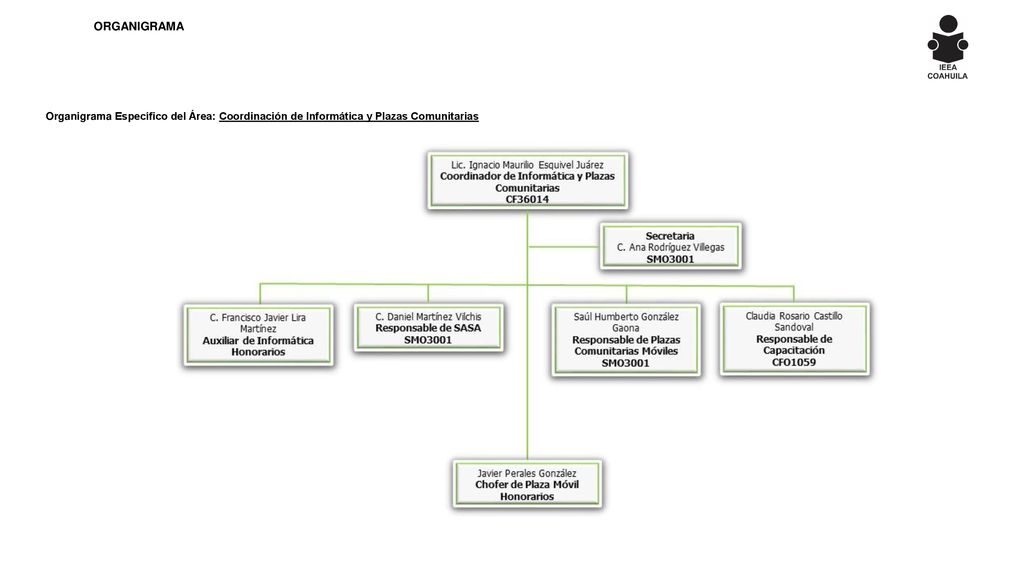ORGANIGRAMA Organigrama Específico del Área: Coordinación de Informática y Plazas Comunitarias