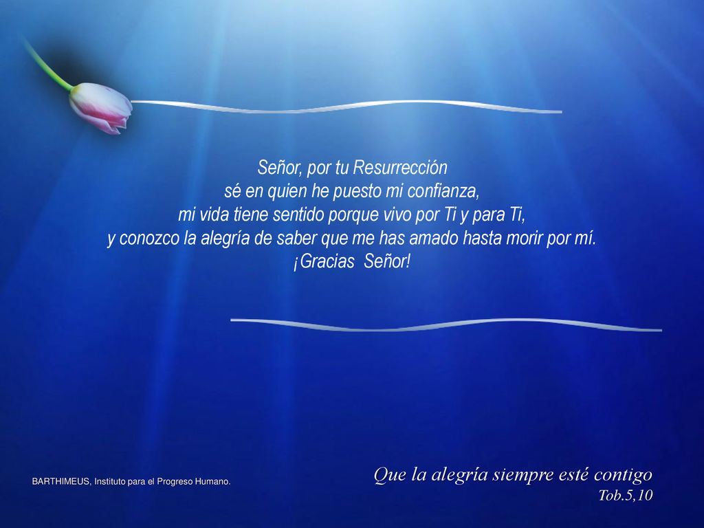 Señor, por tu Resurrección sé en quien he puesto mi confianza,