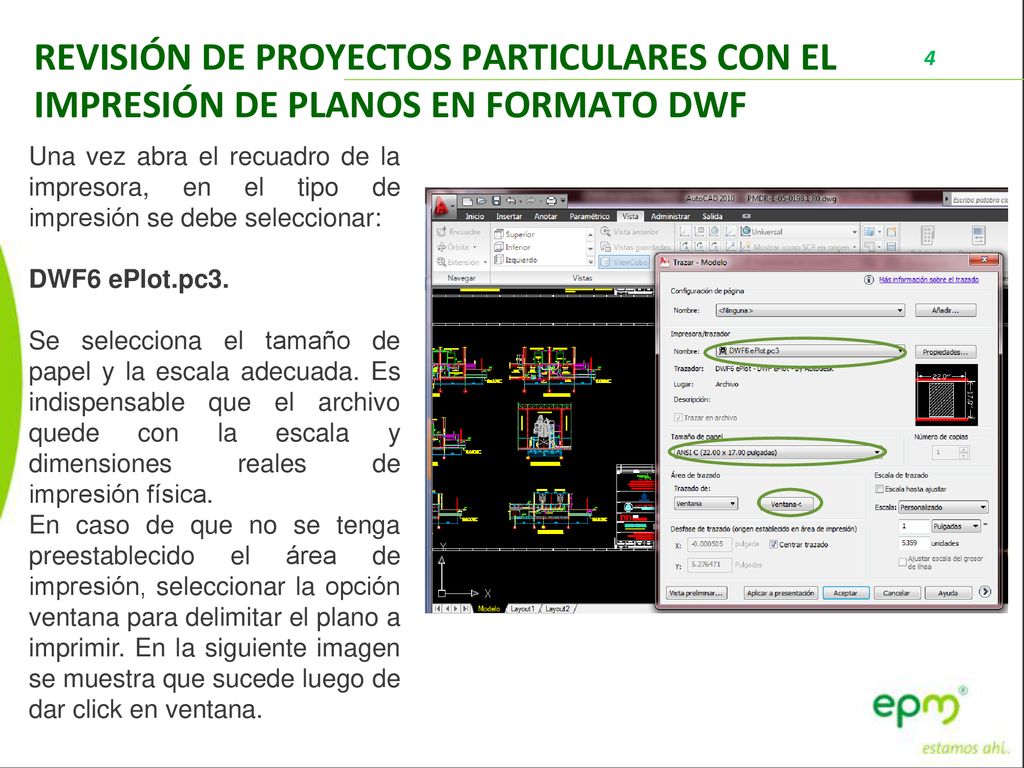 REVISIÓN DE PROYECTOS PARTICULARES CON EL IMPRESIÓN DE PLANOS EN FORMATO DWF