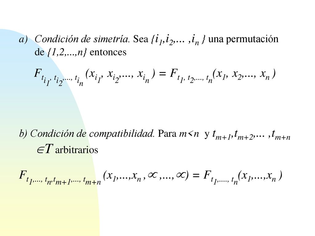 Condición de simetría. Sea {i1,i2,. ,in } una permutación de {1,2,