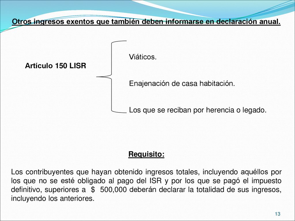 Otros ingresos exentos que también deben informarse en declaración anual.