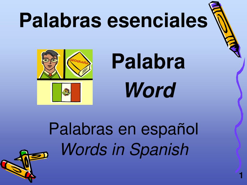 Palabra Word Palabras esenciales Palabras en español Words in Spanish