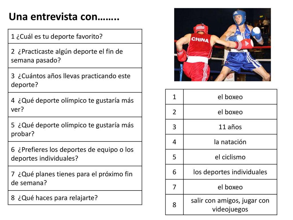 Una entrevista con…….. 1 ¿Cuál es tu deporte favorito