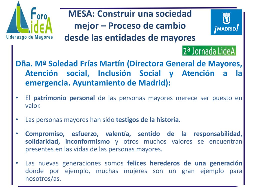 MESA: Construir una sociedad mejor – Proceso de cambio desde las entidades de mayores