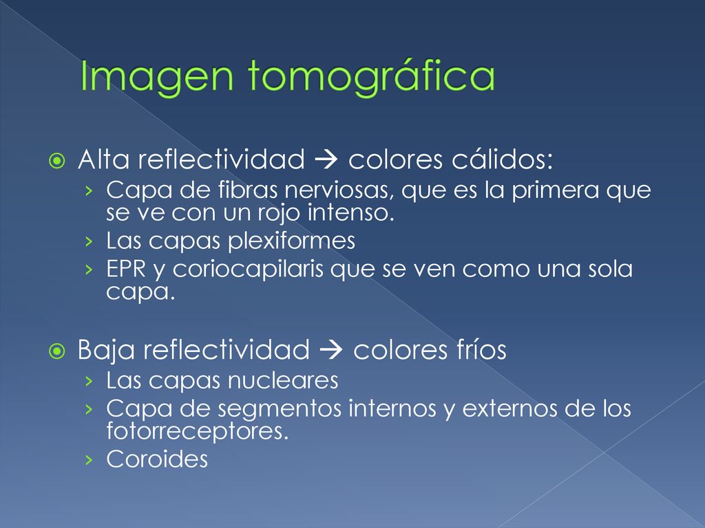 Imagen tomográfica Alta reflectividad  colores cálidos: