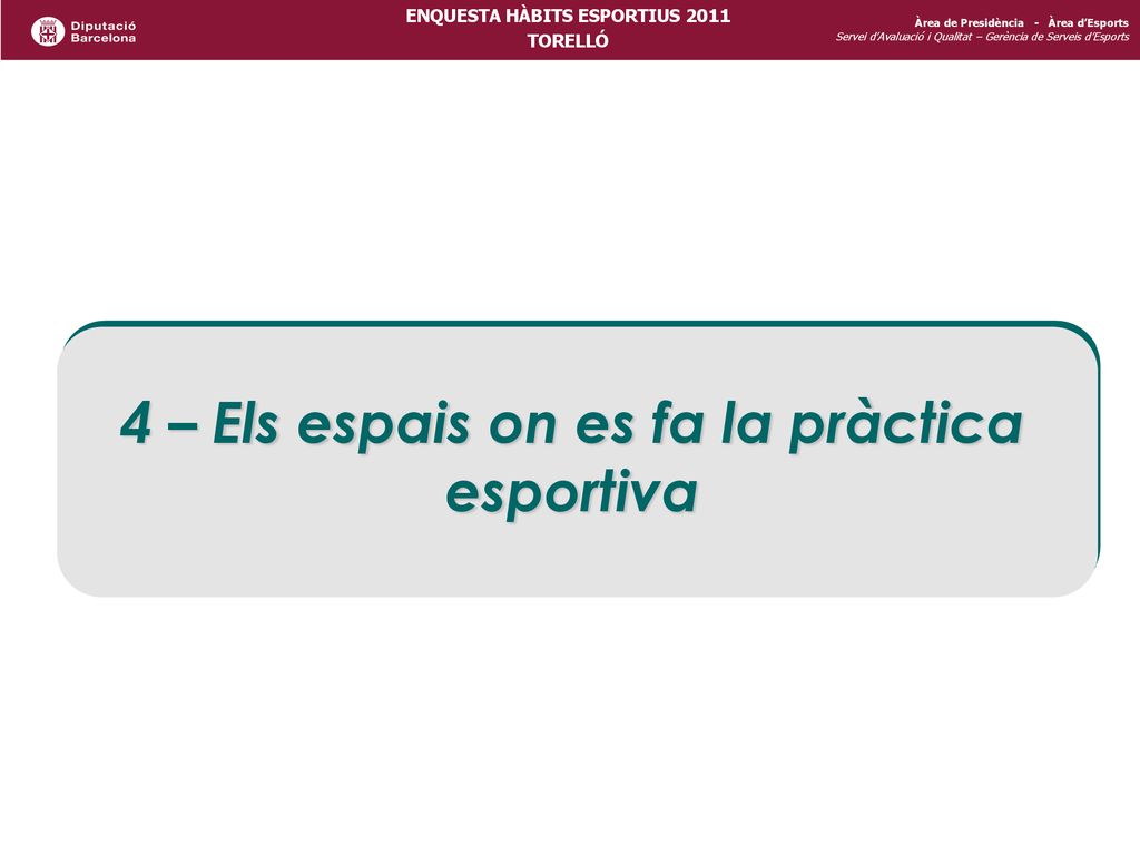 4 – Els espais on es fa la pràctica esportiva