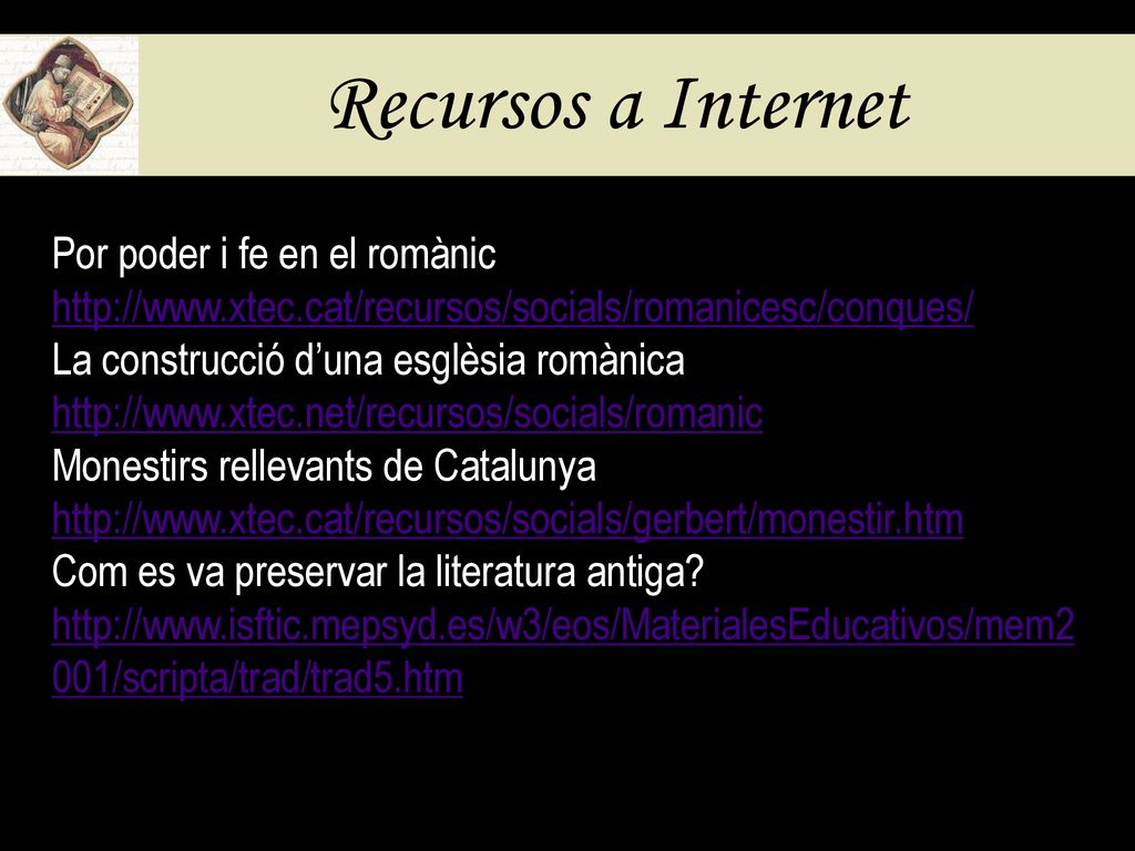 Recursos a Internet Por poder i fe en el romànic