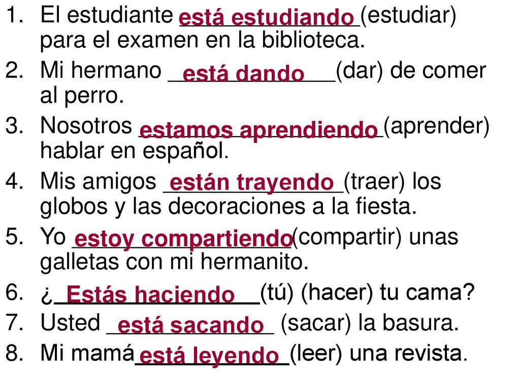 El estudiante ______________(estudiar) para el examen en la biblioteca.