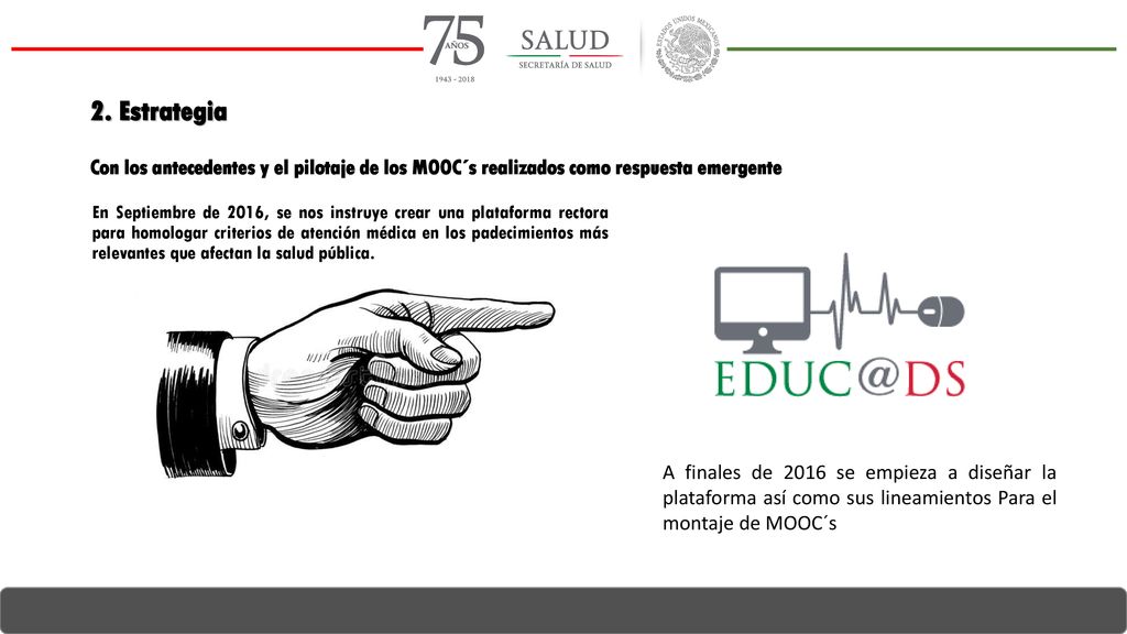 2. Estrategia Con los antecedentes y el pilotaje de los MOOC´s realizados como respuesta emergente.