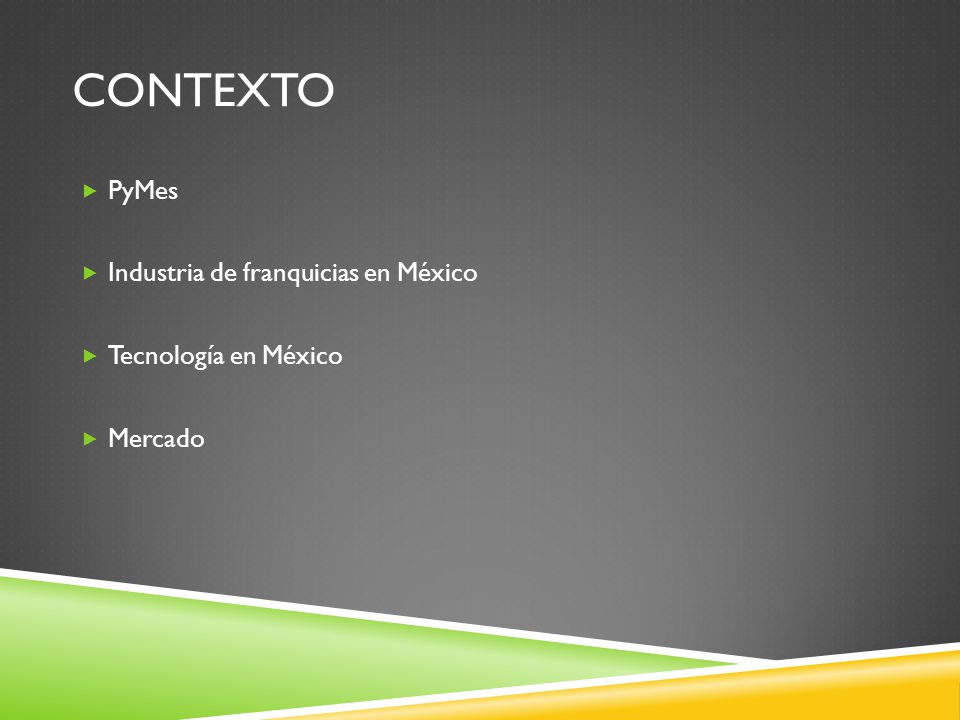 Contexto PyMes Industria de franquicias en México Tecnología en México