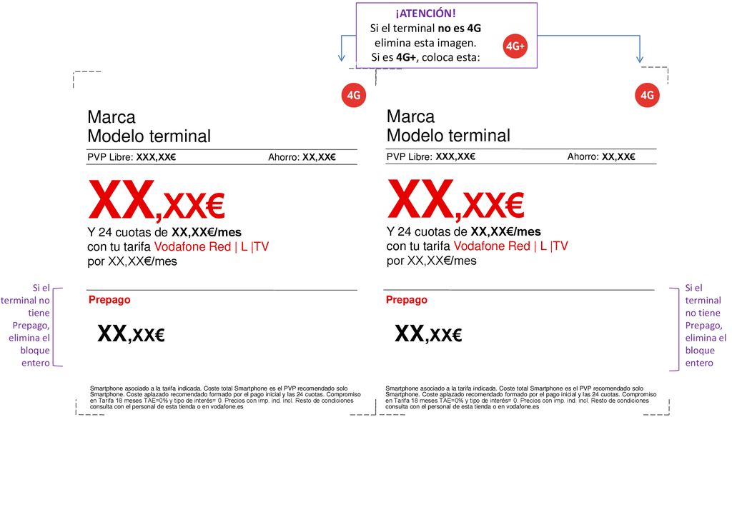XX,XX€ XX,XX€ XX,XX€ XX,XX€ Marca Modelo terminal