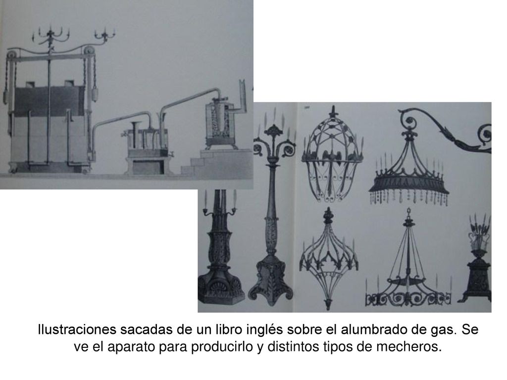 Ilustraciones sacadas de un libro inglés sobre el alumbrado de gas