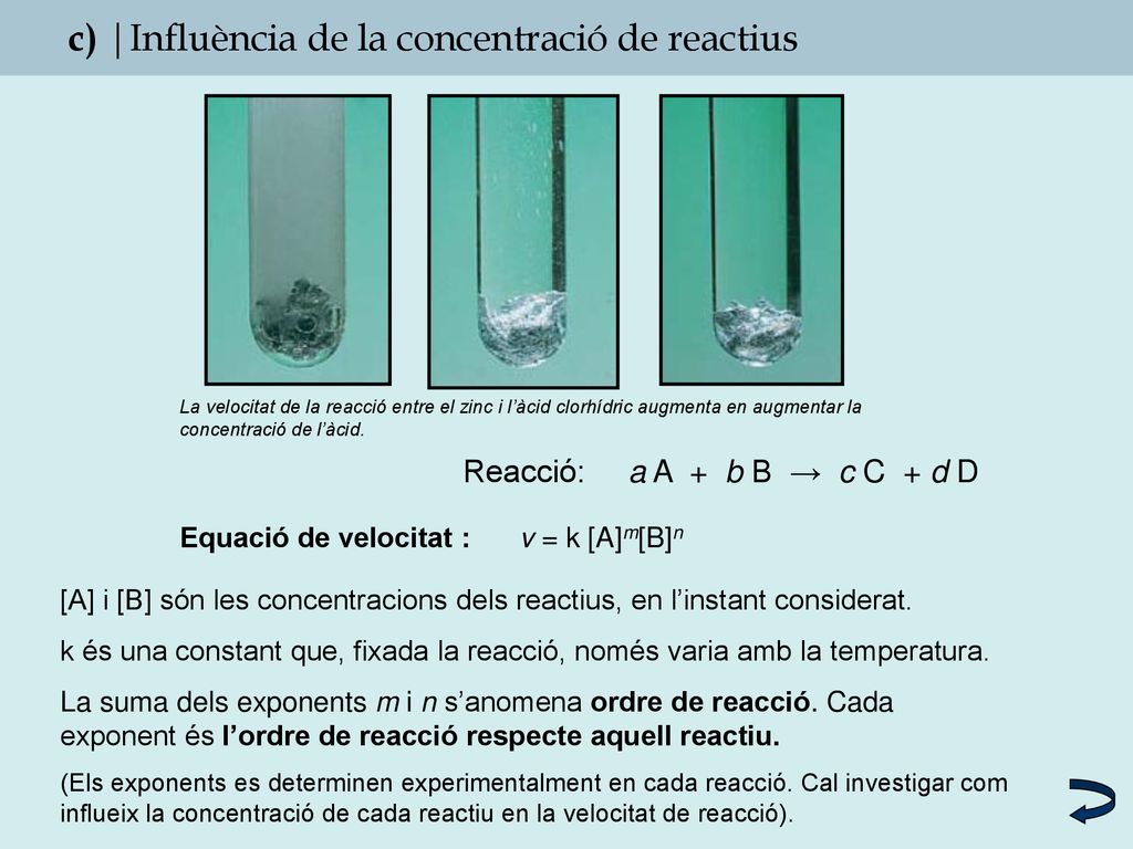 c) |Influència de la concentració de reactius