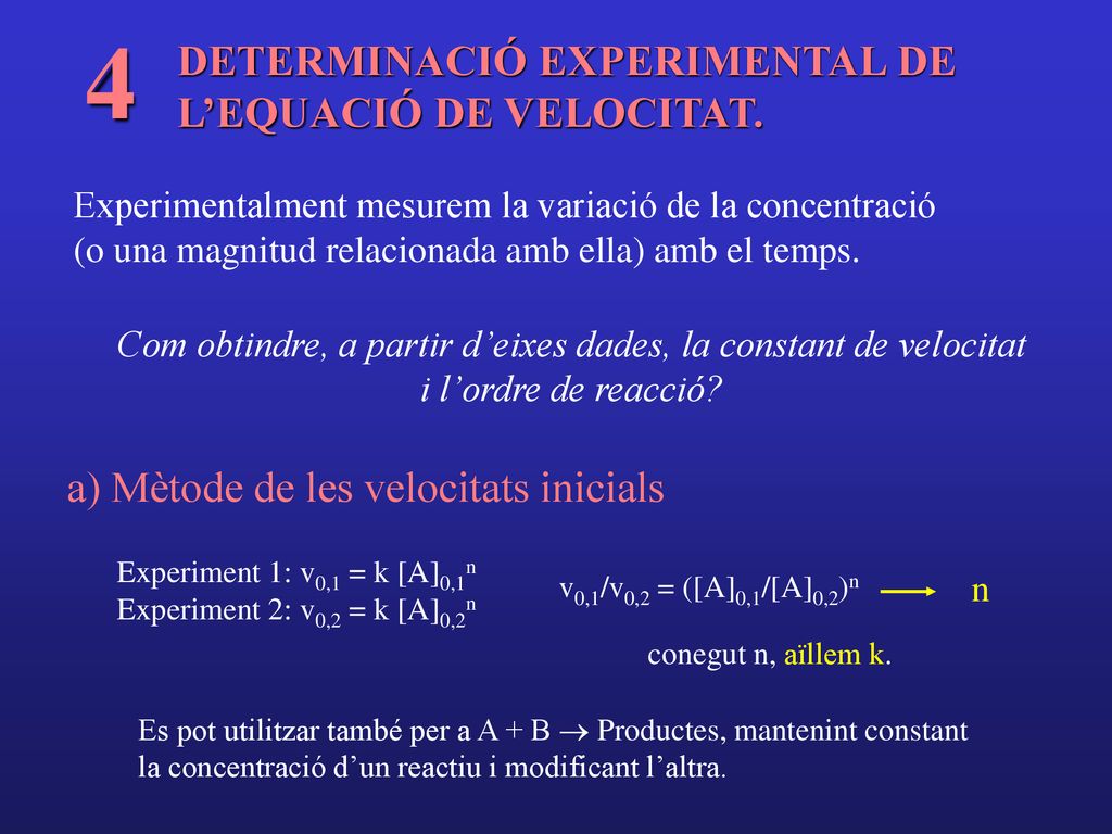 Com obtindre, a partir d’eixes dades, la constant de velocitat