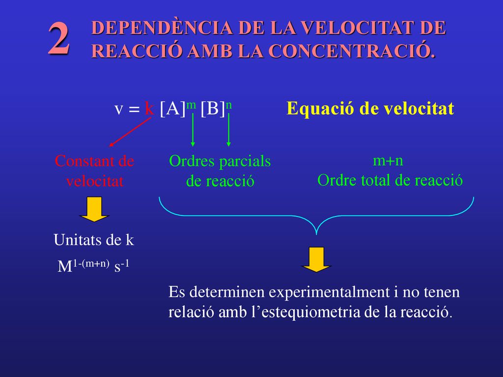 2 DEPENDÈNCIA DE LA VELOCITAT DE REACCIÓ AMB LA CONCENTRACIÓ.