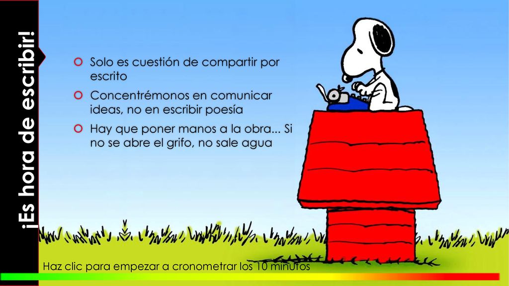 ¡Es hora de escribir! Solo es cuestión de compartir por escrito
