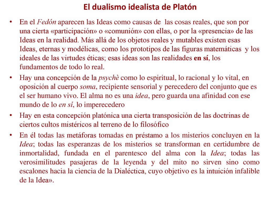 El dualismo idealista de Platón