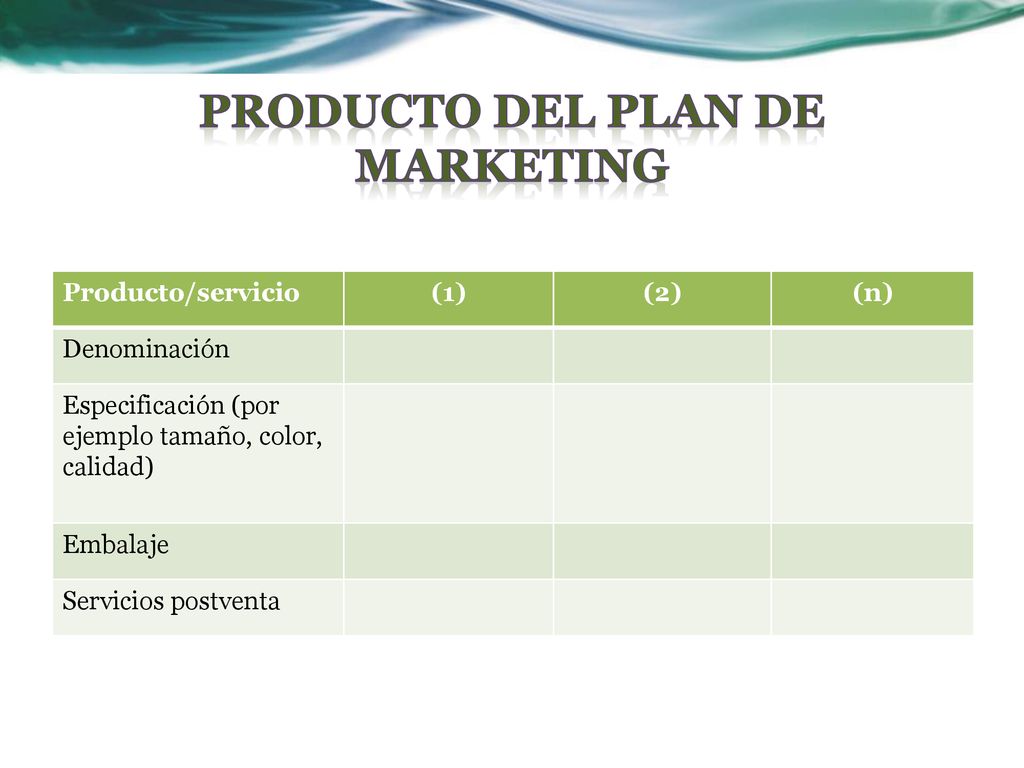 Producto del Plan de Marketing