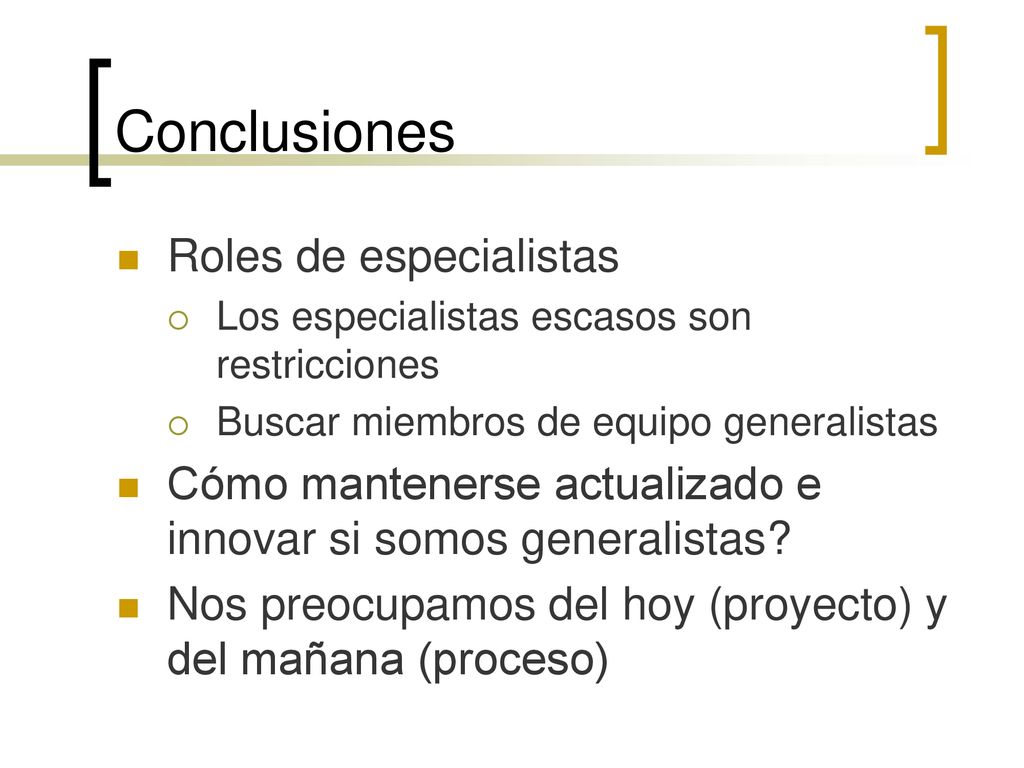 Conclusiones Roles de especialistas