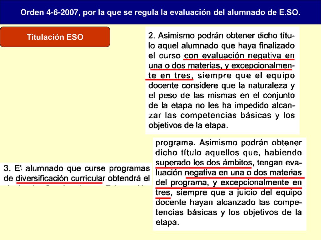 Orden , por la que se regula la evaluación del alumnado de E