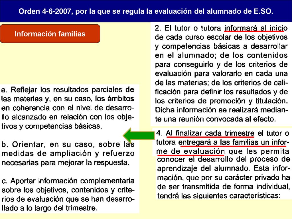 Orden , por la que se regula la evaluación del alumnado de E