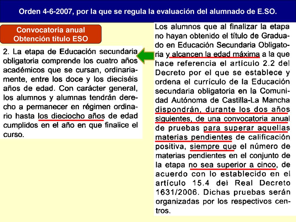 Orden , por la que se regula la evaluación del alumnado de E