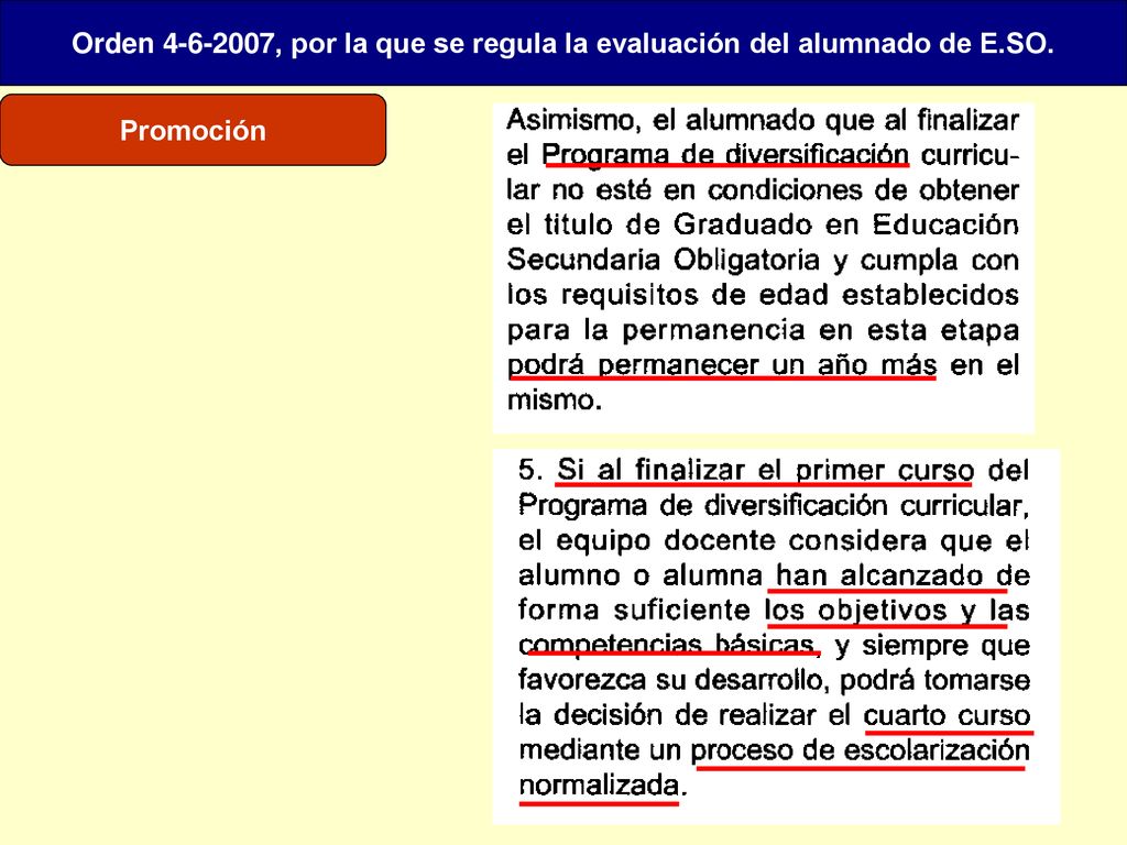 Orden , por la que se regula la evaluación del alumnado de E